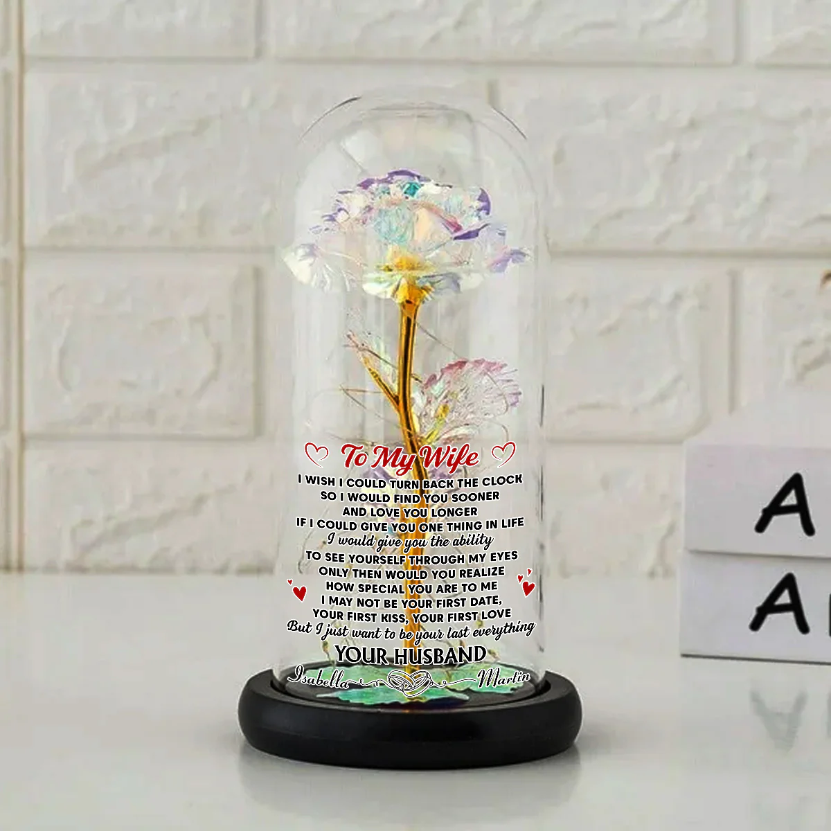 I Wish I Could Turn Back The Clock - Personalized Custom Sparkly Rose - Image 4
