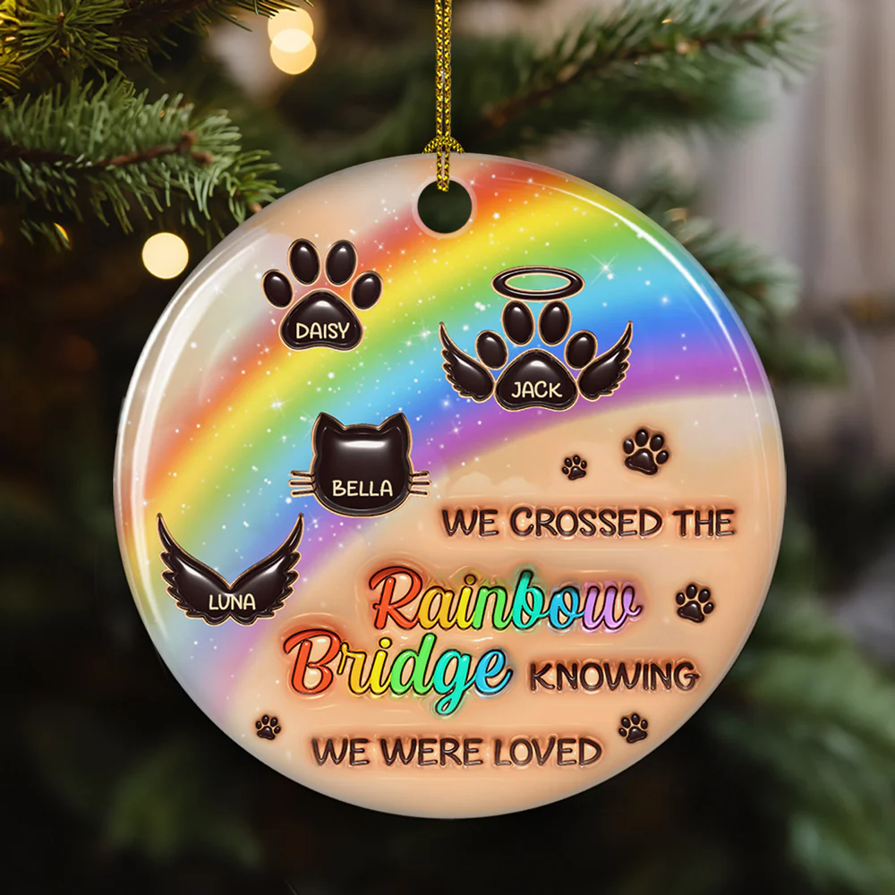 I Wish The Rainbow Bridge Had Visiting Hours - Personalized Custom 3D Inflated Effect Ceramic Ornament - Image 2