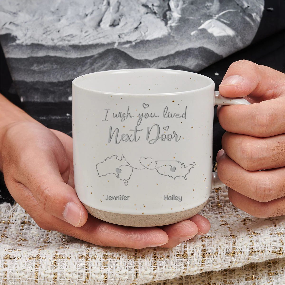I Wish We Lived Close International - Personalized Custom Engraved Pottery Mug - Image 5