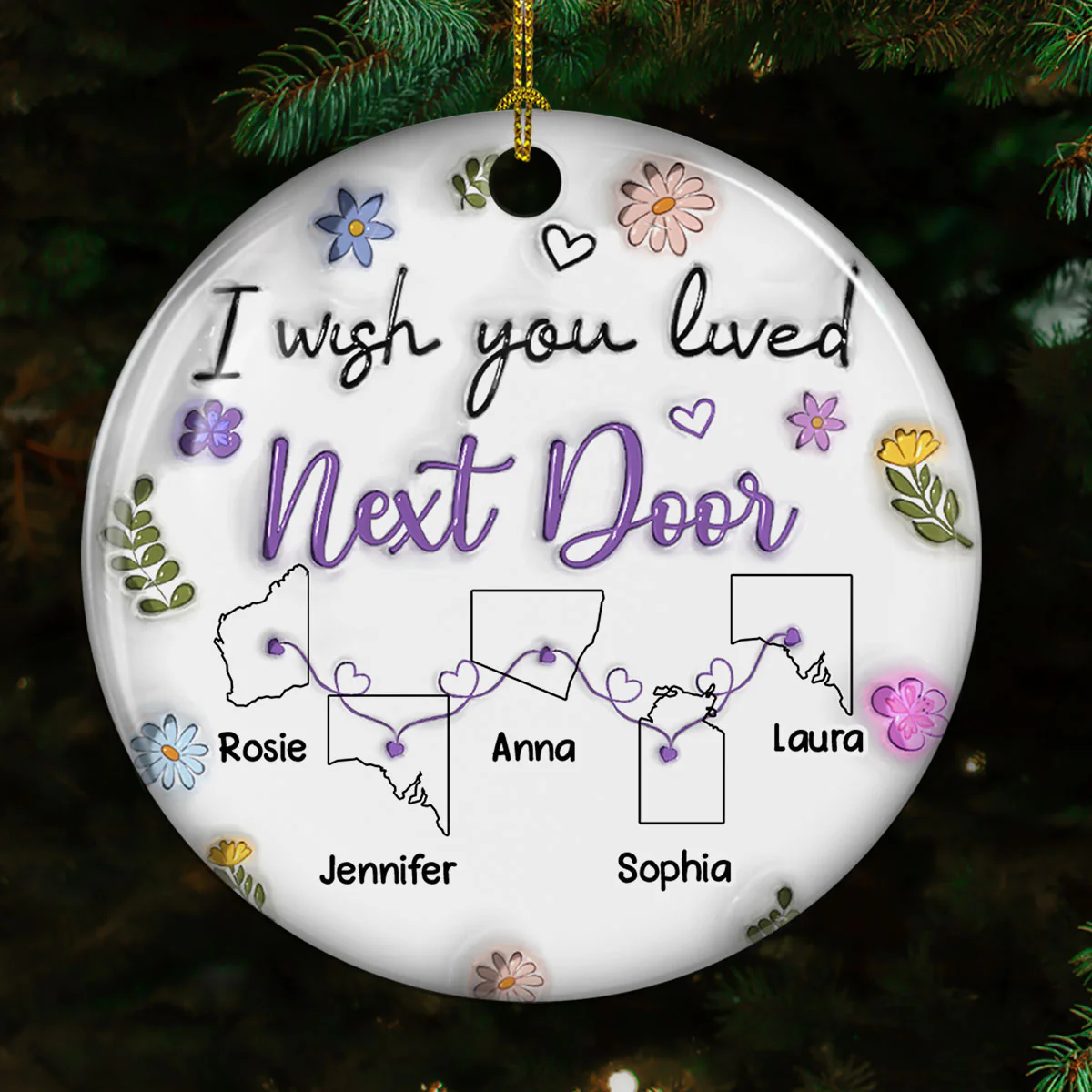 I Wish We Lived Closer Australia Version - Personalized Custom 3D Inflated Effect Ceramic Ornament - Image 4
