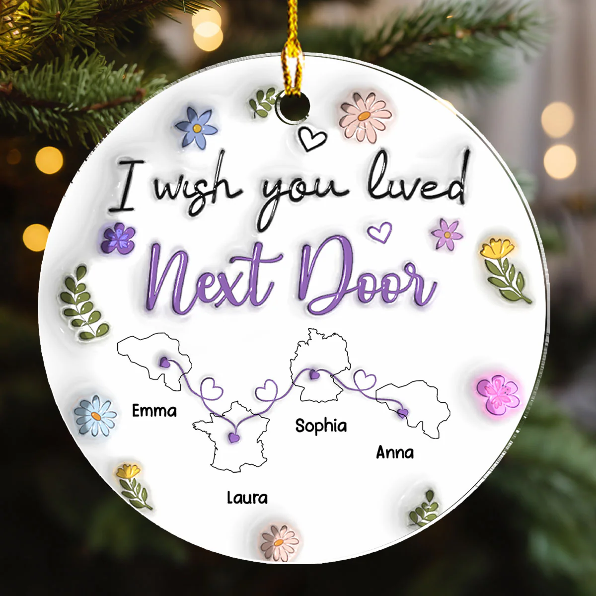 I Wish We Lived Closer Country Version - Personalized Custom 3D Inflated Effect Acrylic Ornament - Image 3