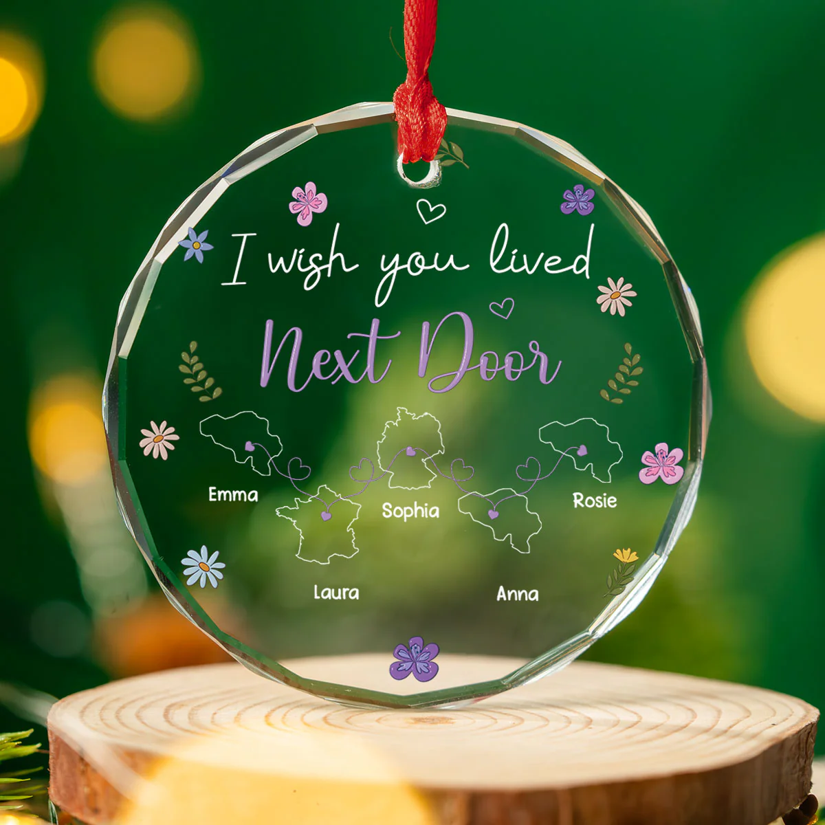 I Wish We Lived Closer Country Version - Personalized Custom Glass Ornament - Image 5