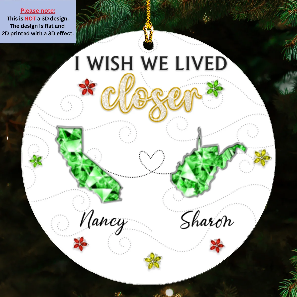 I Wish We Lived Closer Crystal - Personalized Custom 3D Effect Acrylic Ornament - Image 6