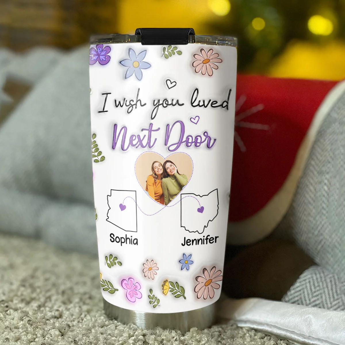 I Wish We Lived Closer Custom Photo - Personalized Custom 3D Inflated Effect Tumbler - Image 3
