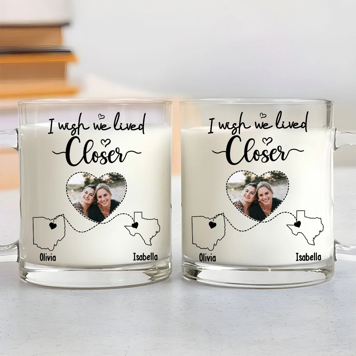 I Wish We Lived Closer Custom Photo - Personalized Custom Glass Mug - Image 4