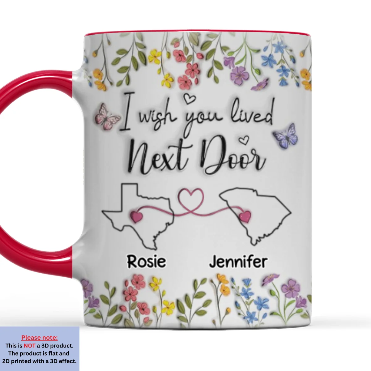 I Wish We Lived Closer Floral Version - Personalized Custom 3D Inflated Effect Accent Mug - Image 9