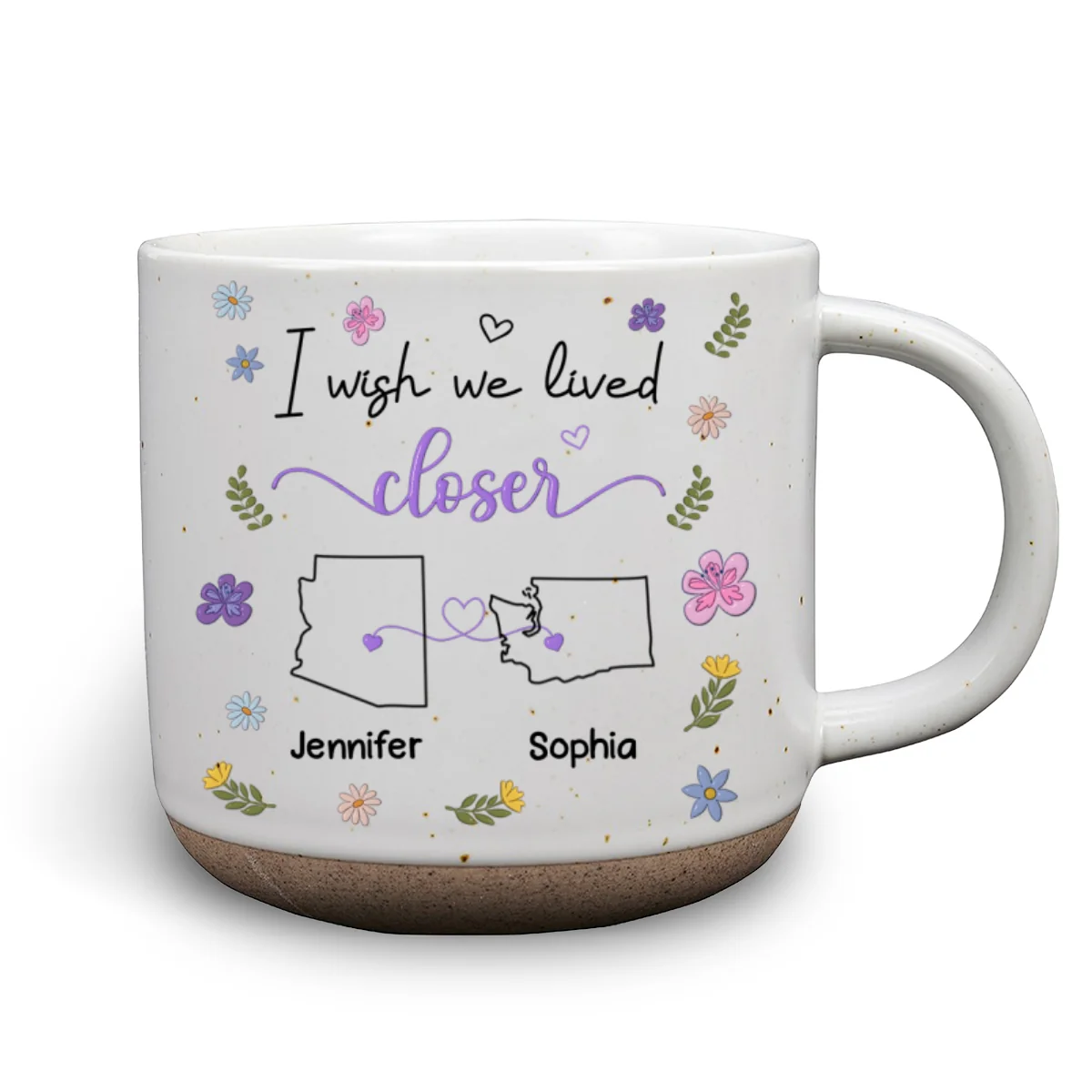 I Wish We Lived Closer Flowers Version - Personalized Custom Pottery Mug - Image 7