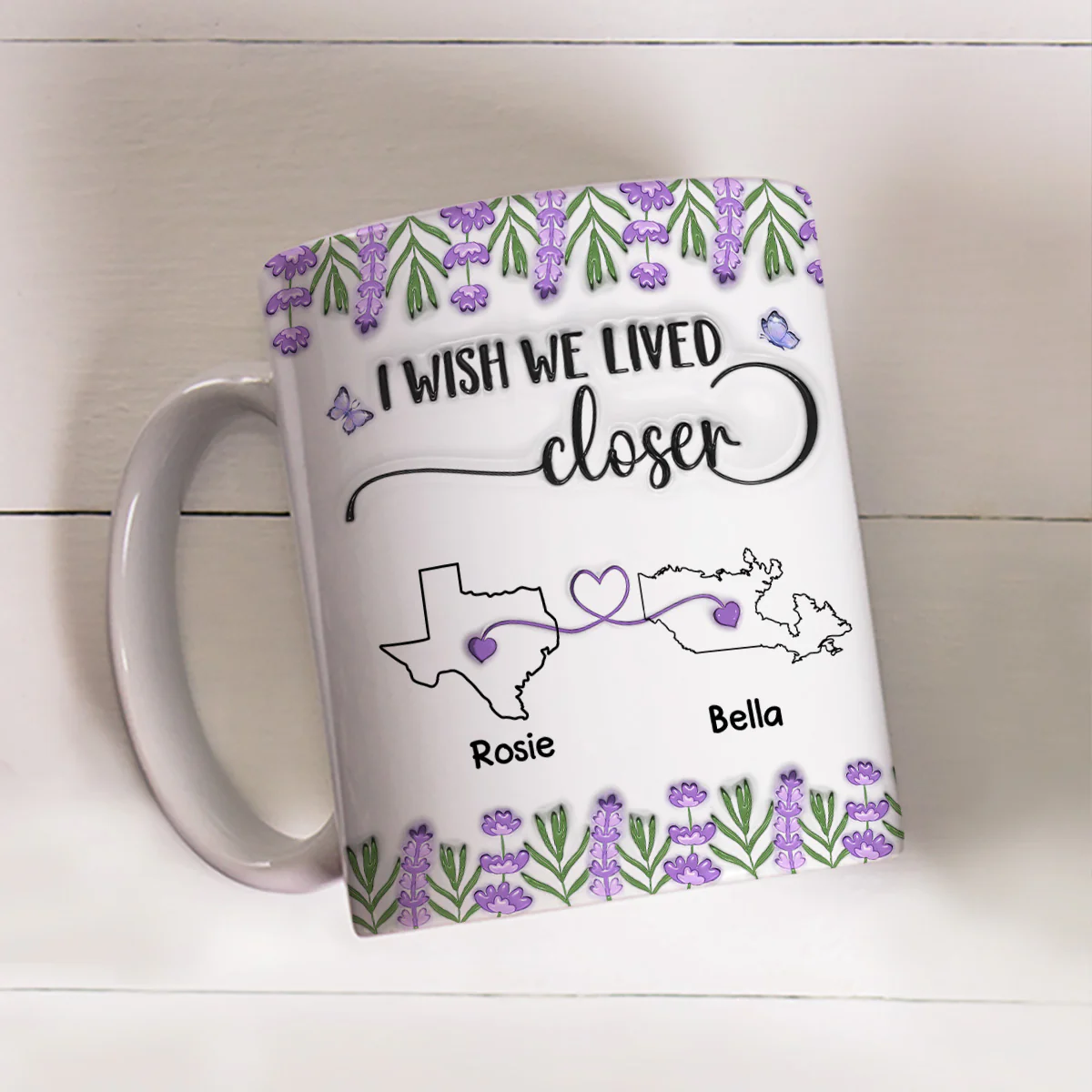 I Wish We Lived Closer Lavender Flower - Personalized Custom 3D Inflated Effect Mug - Image 2