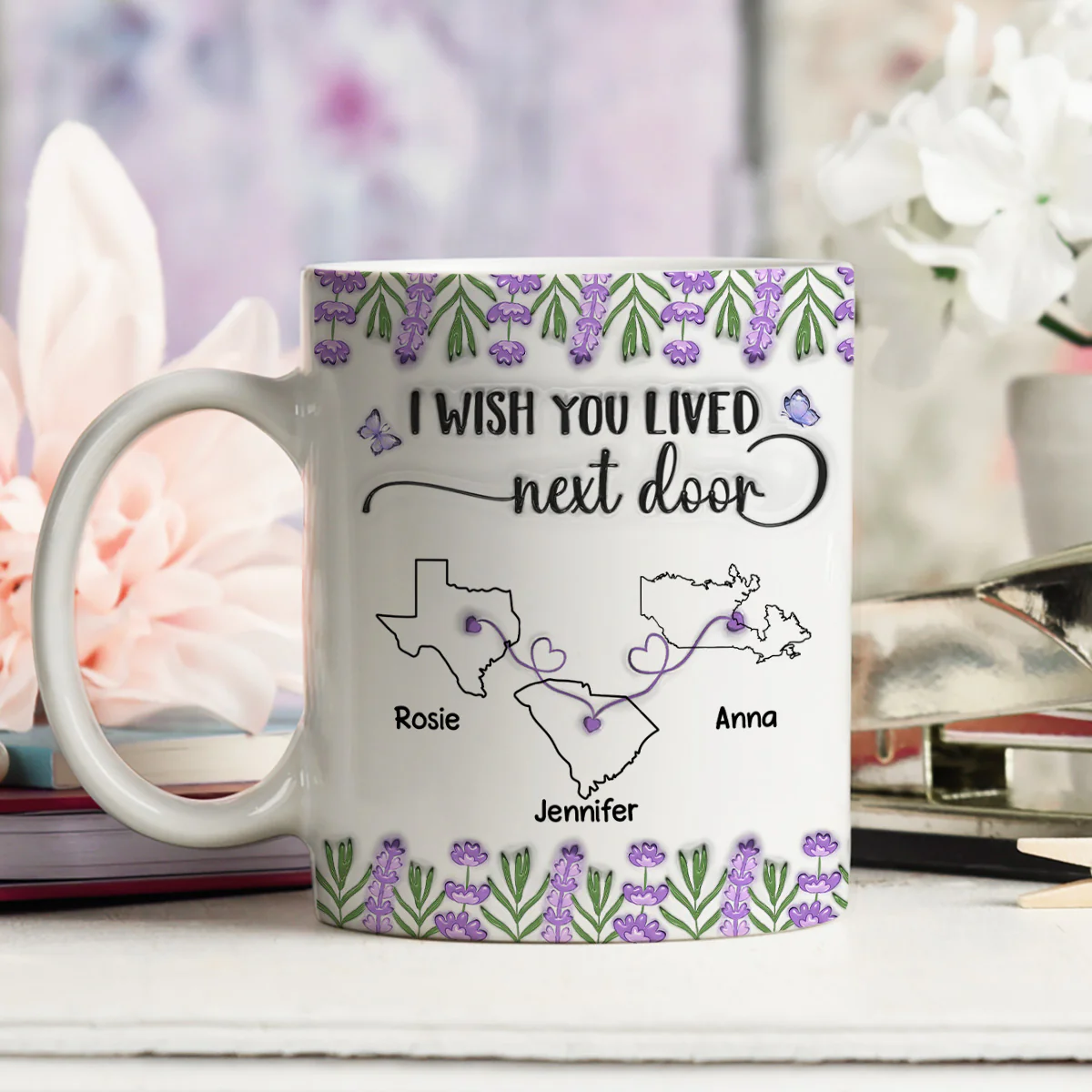I Wish We Lived Closer Lavender Flower - Personalized Custom 3D Inflated Effect Mug - Image 5