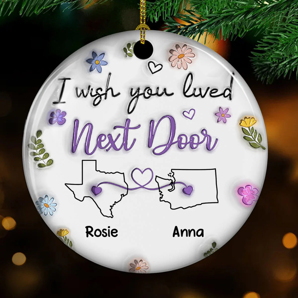 I Wish We Lived Closer More Friends Version - Personalized Custom 3D Inflated Effect Ceramic Ornament - Image 4