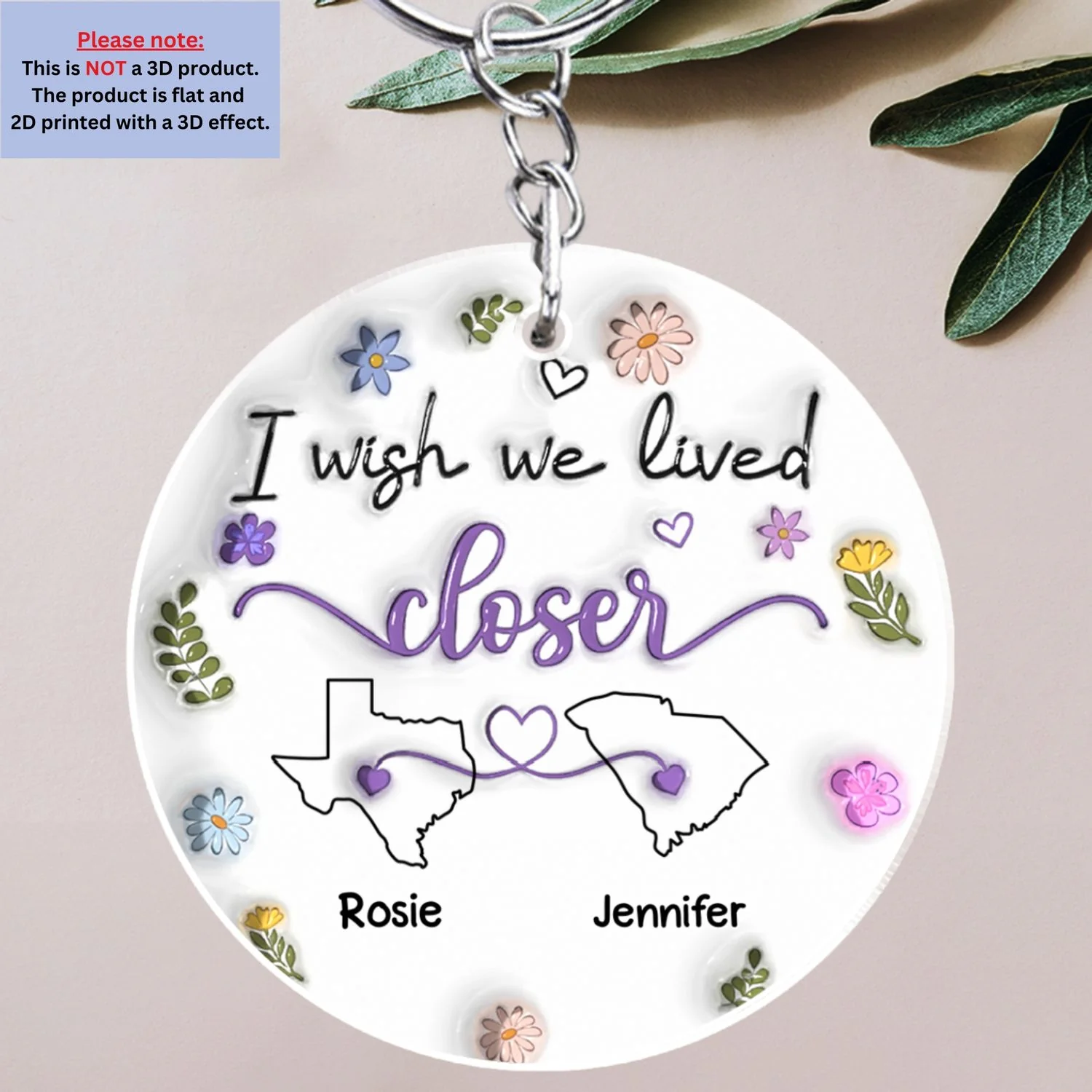 I Wish We Lived Closer - Personalized Custom 3D Inflated Effect Acrylic Keychain - Image 6