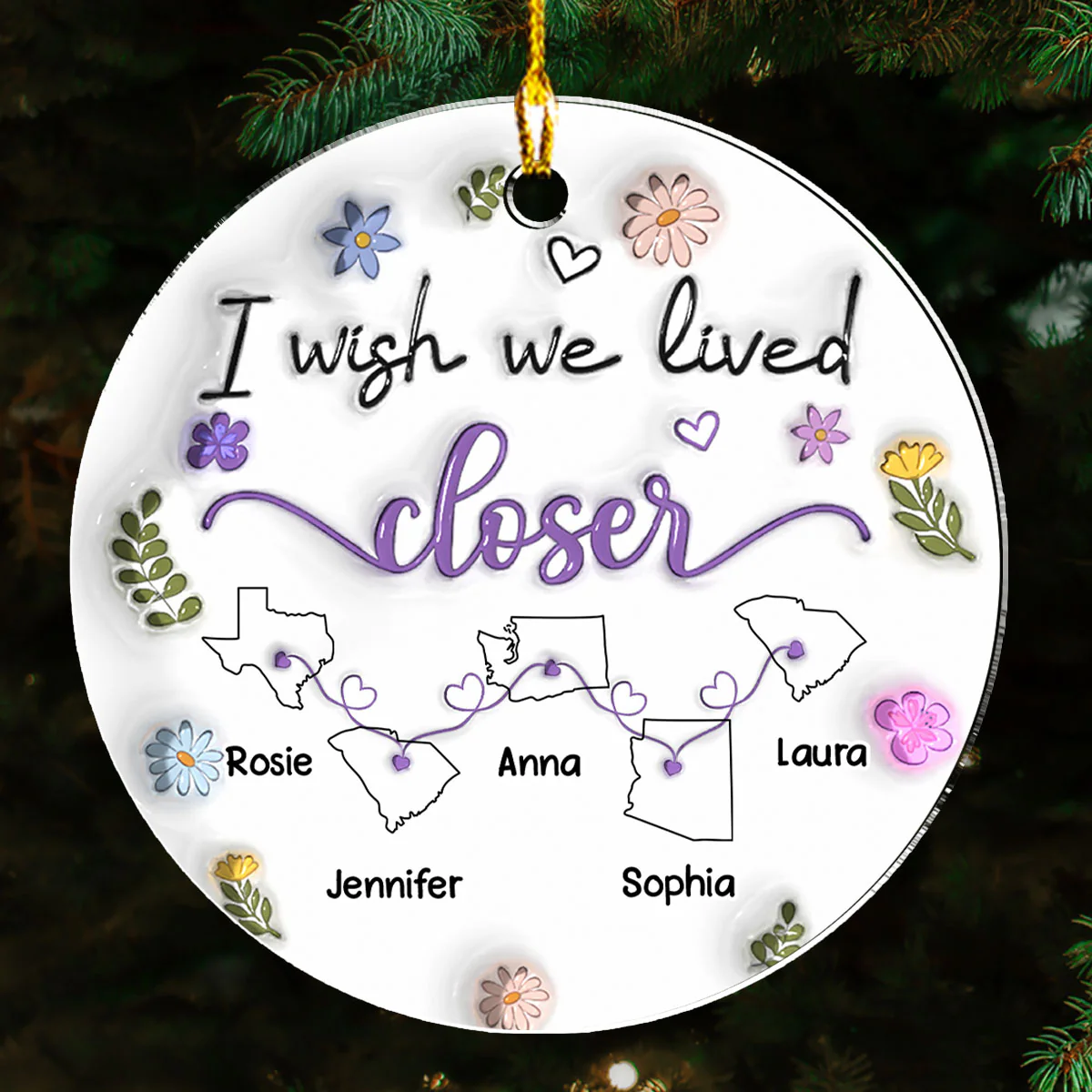 I Wish We Lived Closer - Personalized Custom 3D Inflated Effect Acrylic Ornament - Image 3