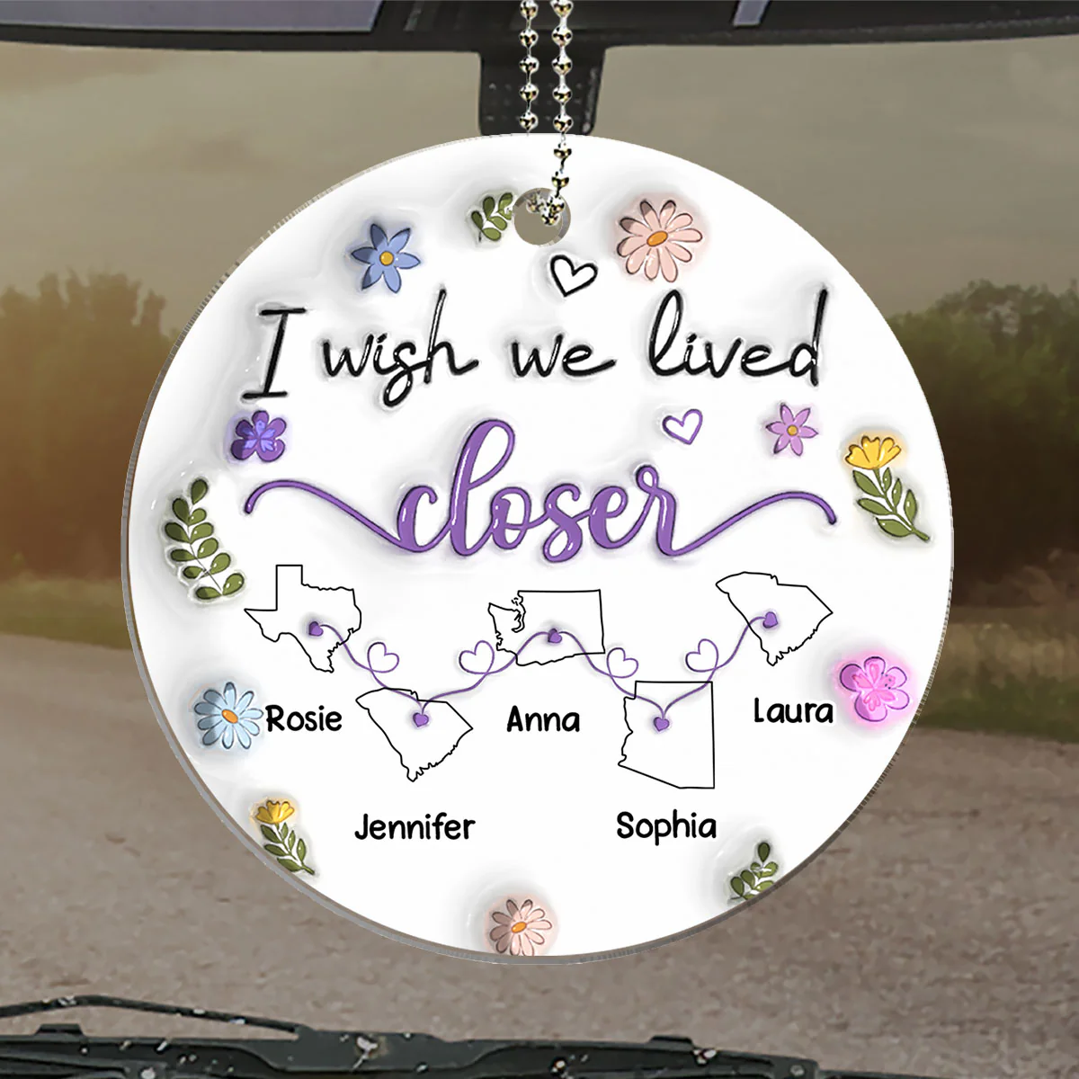 I Wish We Lived Closer - Personalized Custom 3D Inflated Effect Car Ornament - Image 4