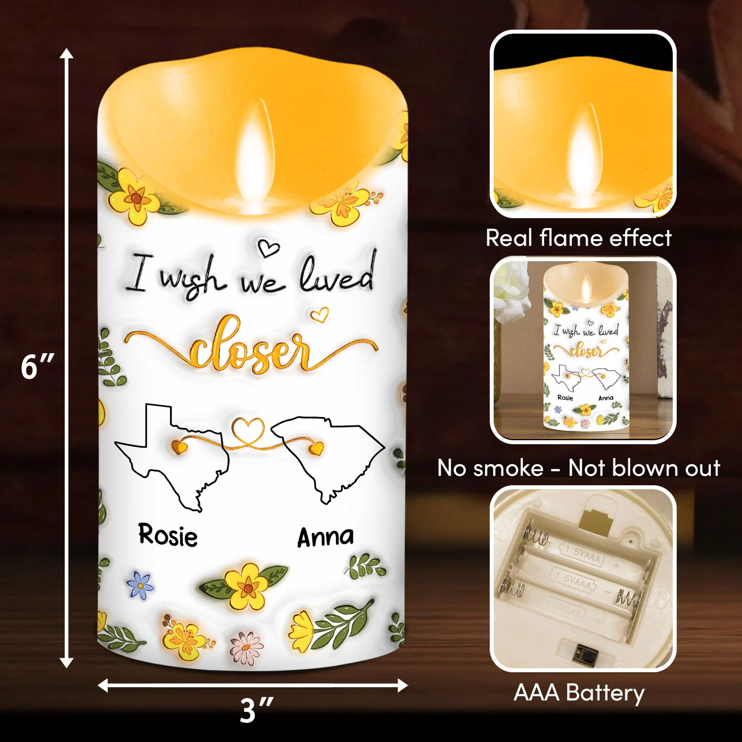 I Wish We Lived Closer - Personalized Custom 3D Inflated Effect LED Candle - Image 5
