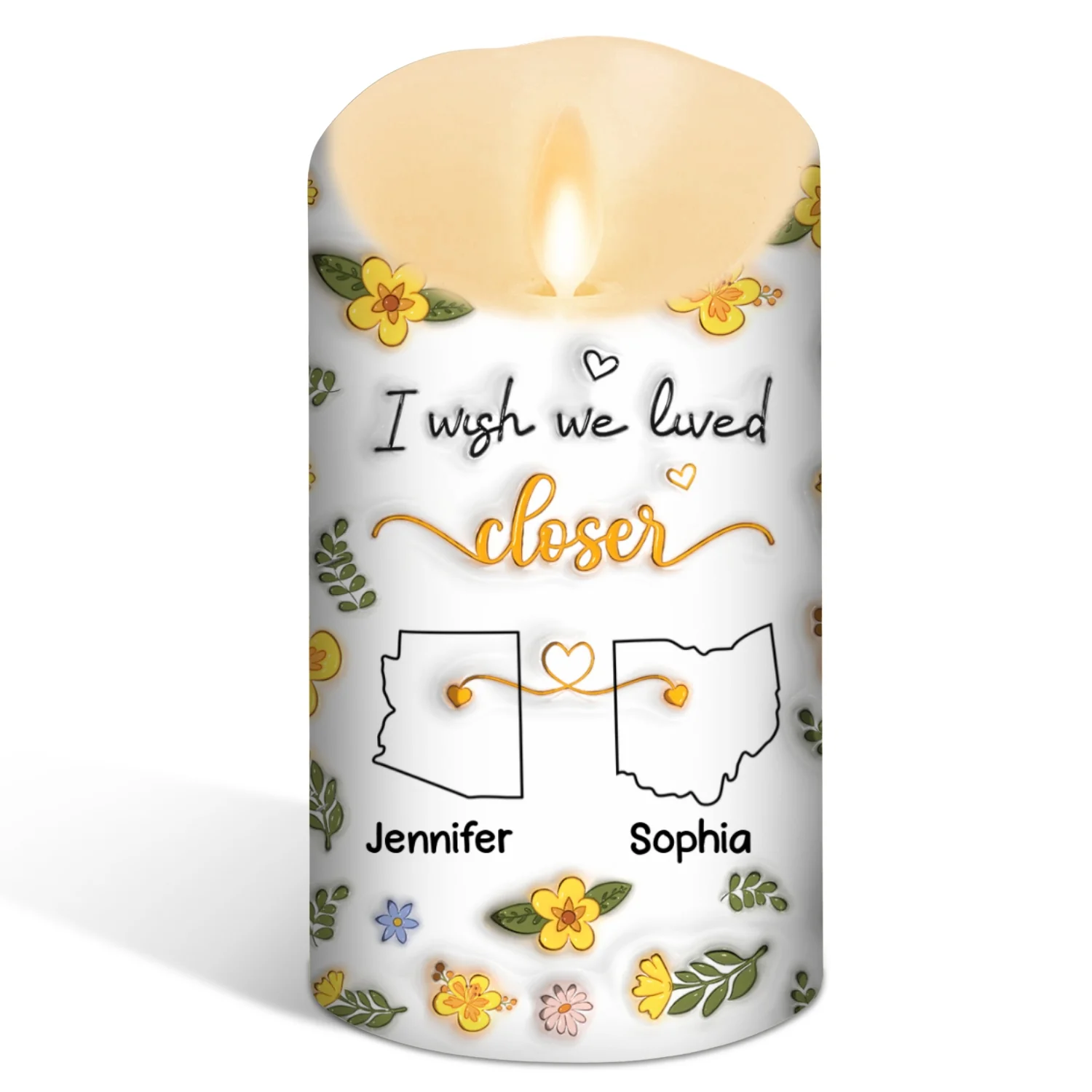 I Wish We Lived Closer - Personalized Custom 3D Inflated Effect LED Candle - Image 6