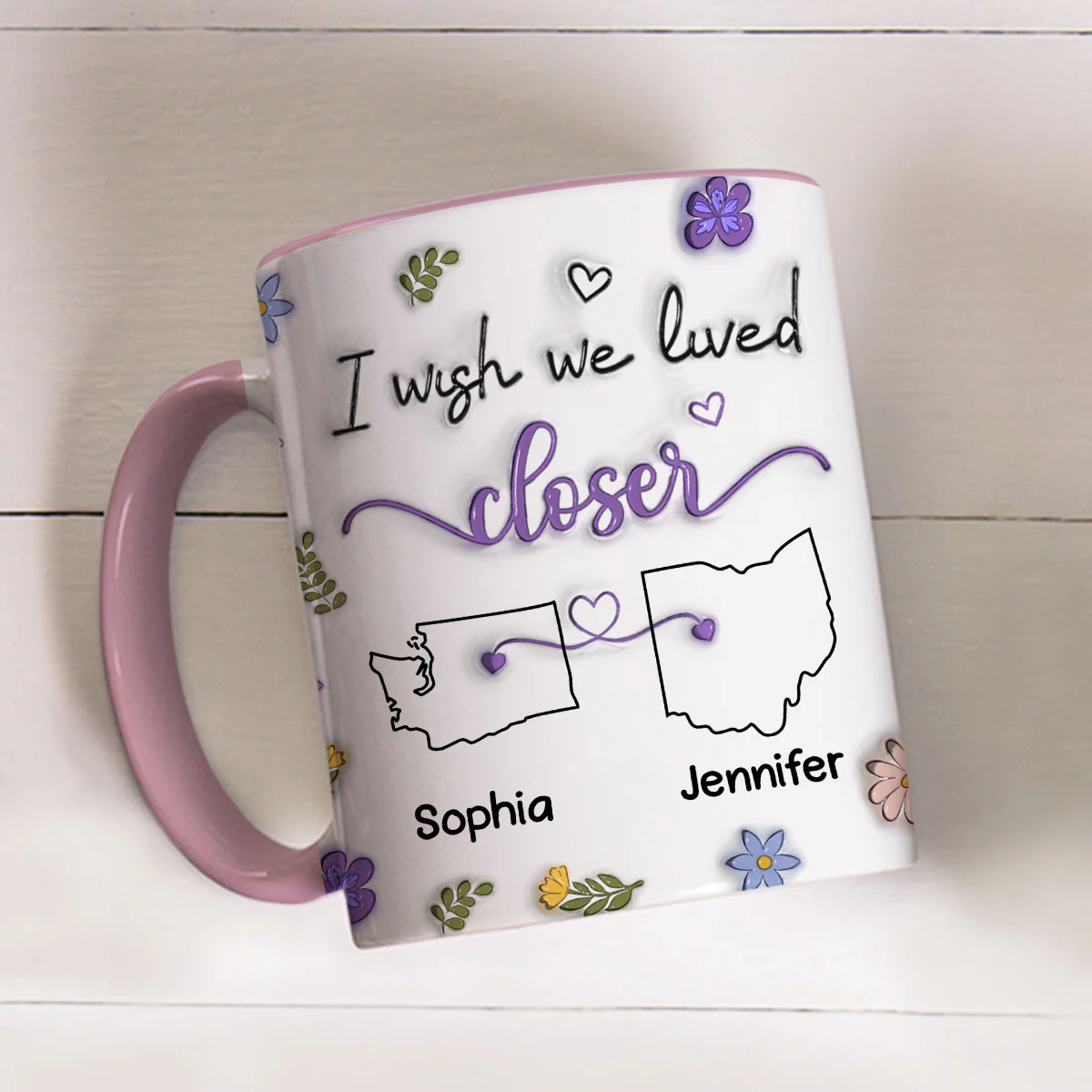 I Wish We Lived Closer - Personalized Custom Accent Mug - Image 3