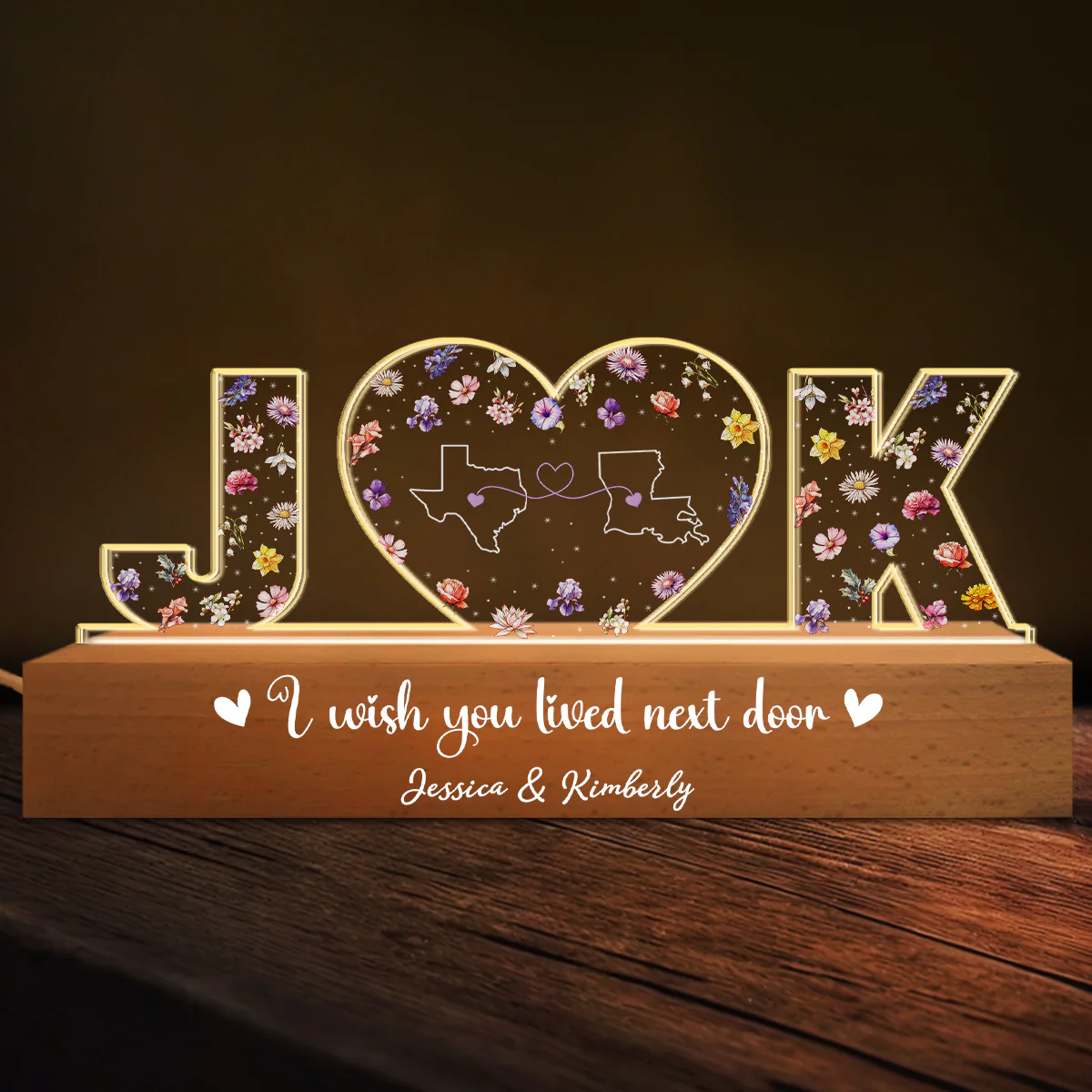 I Wish We Lived Closer - Personalized Custom Acrylic Letters 3D LED Night Light - Image 2