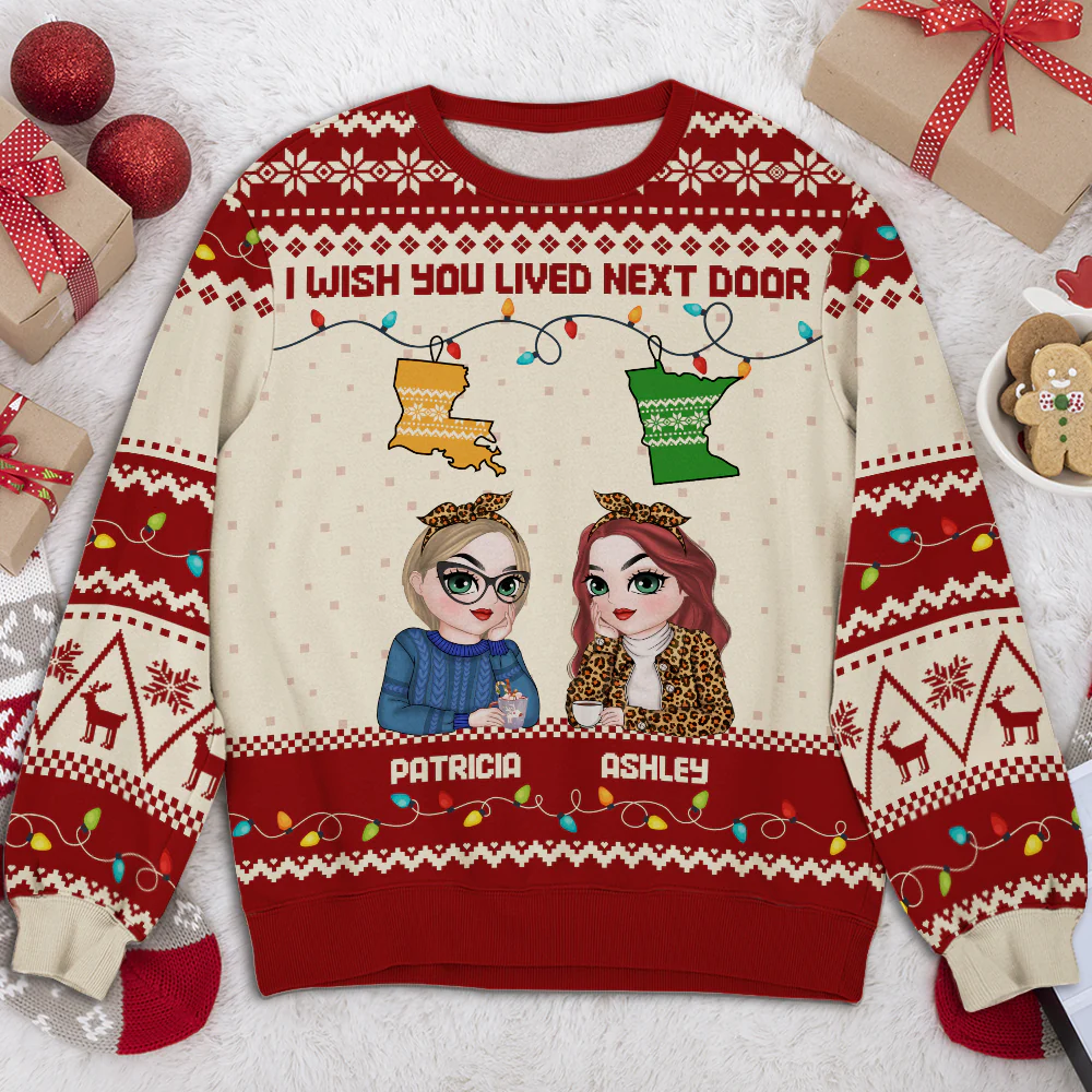 I Wish We Lived Closer - Personalized Custom All-Over-Print Sweatshirt - Image 2