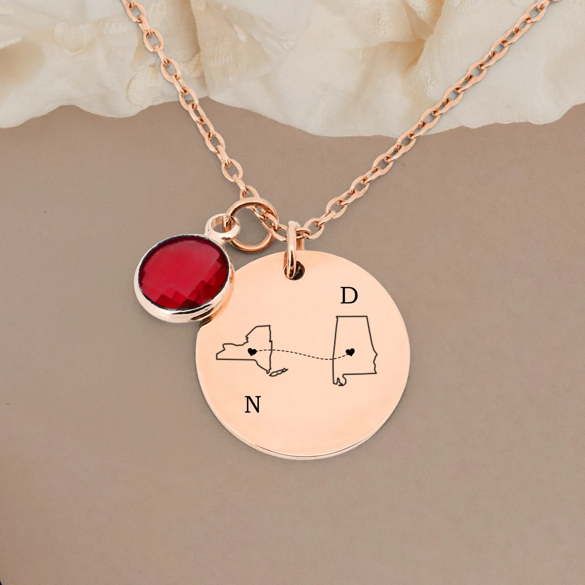 I Wish We Lived Closer - Personalized Custom Birthstone Necklace - Image 11