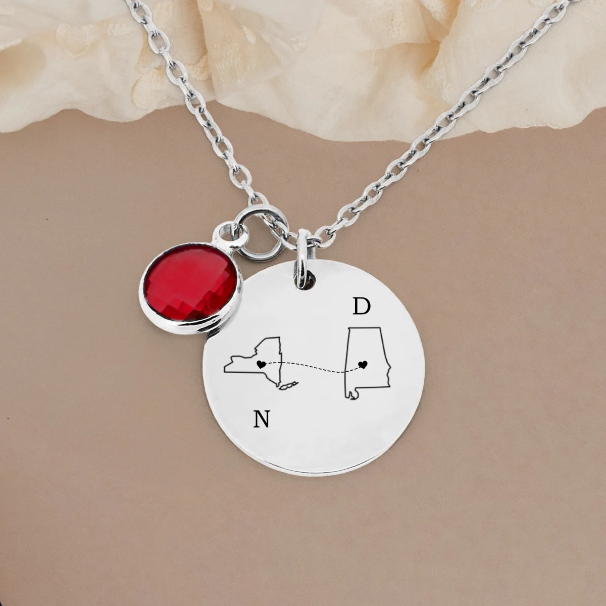 I Wish We Lived Closer - Personalized Custom Birthstone Necklace - Image 9