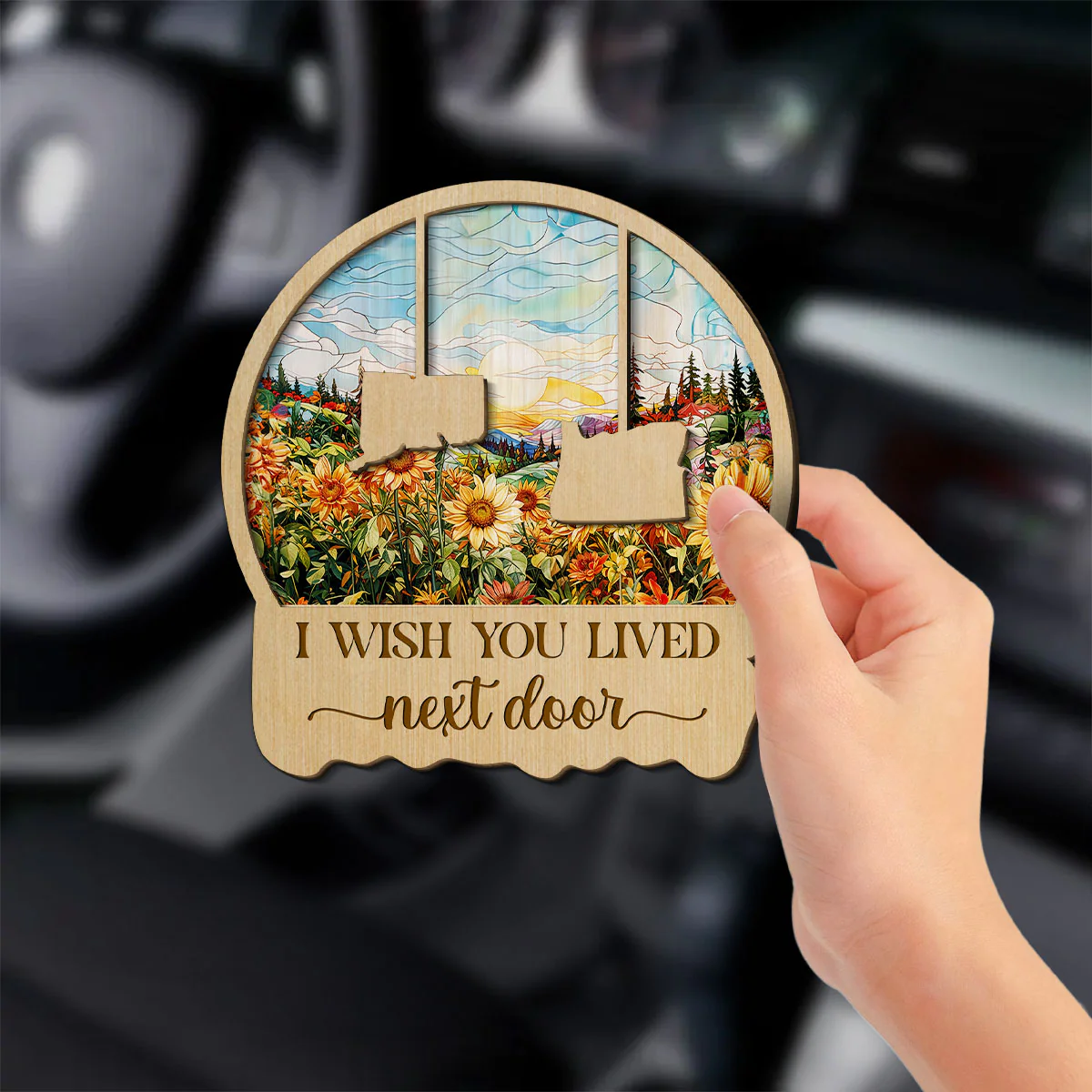 I Wish We Lived Closer - Personalized Custom Car Visor Clip - Image 2