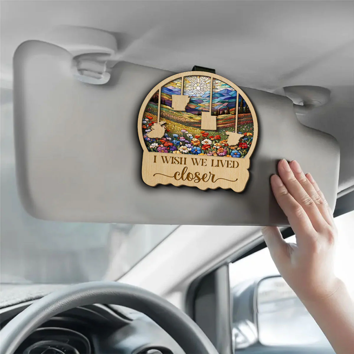 I Wish We Lived Closer - Personalized Custom Car Visor Clip - Image 3