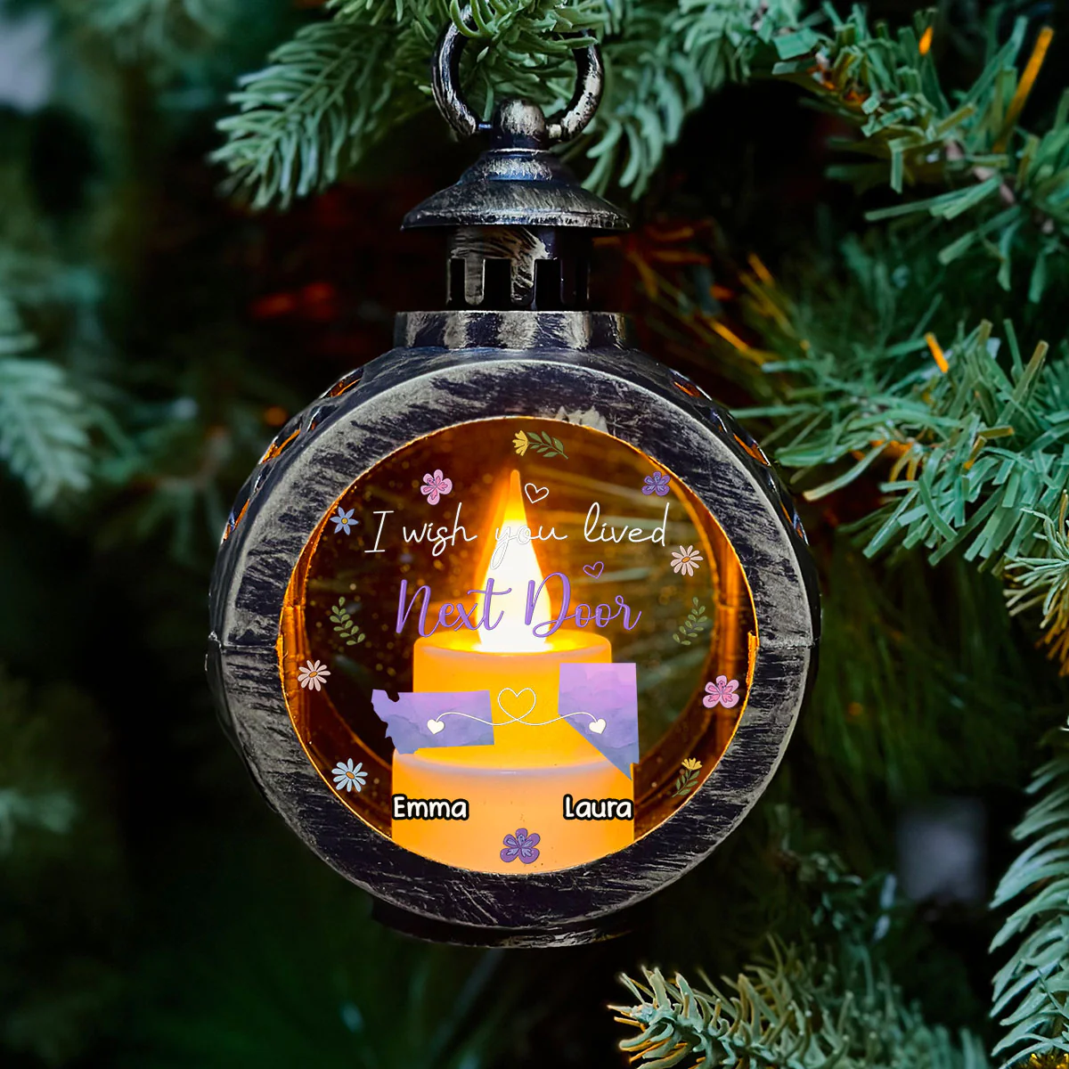 I Wish We Lived Closer - Personalized Custom Christmas Lantern - Image 2