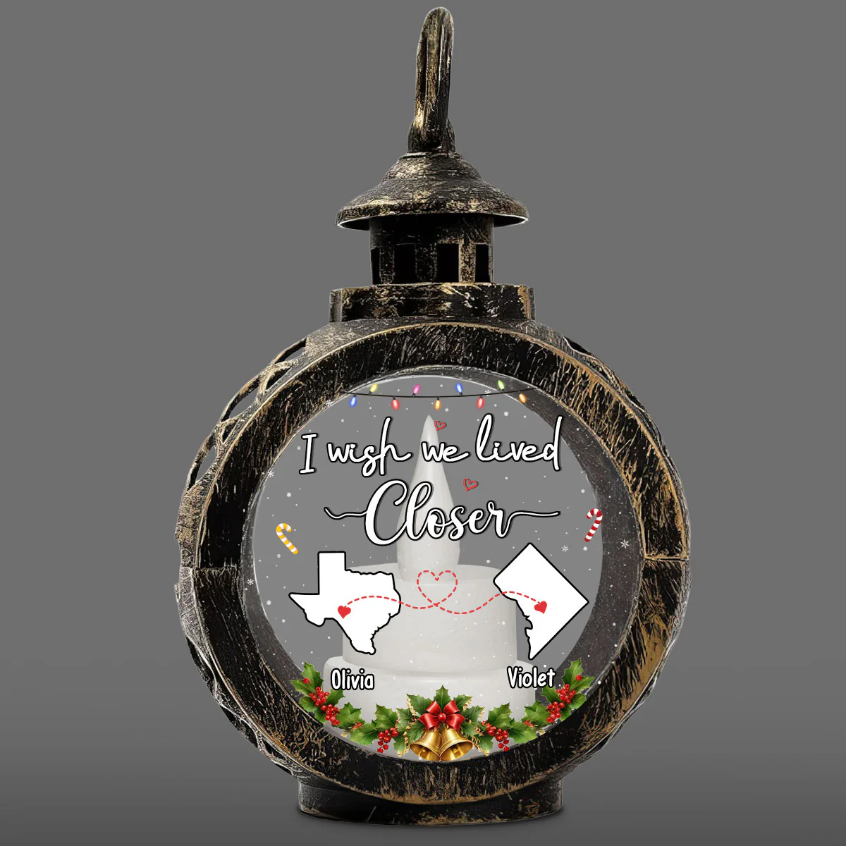 I Wish We Lived Closer - Personalized Custom Christmas Lantern - Image 5