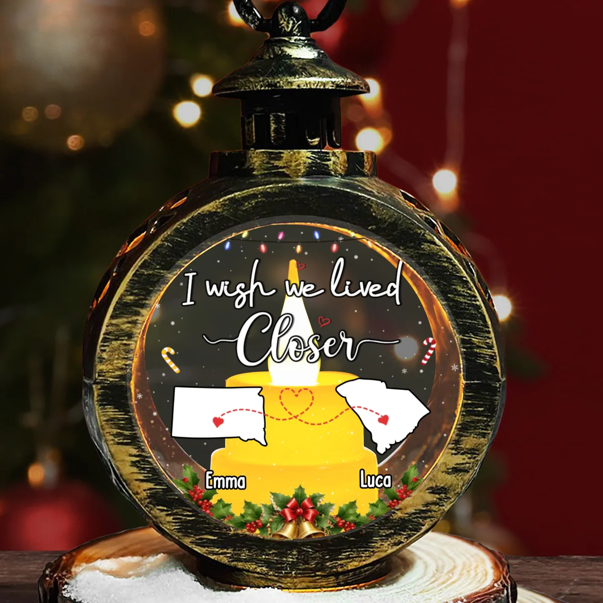 I Wish We Lived Closer - Personalized Custom Christmas Lantern - Image 8