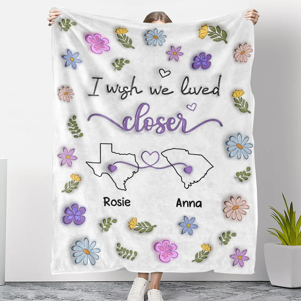 I Wish We Lived Closer - Personalized Custom Fleece Blanket - Image 11