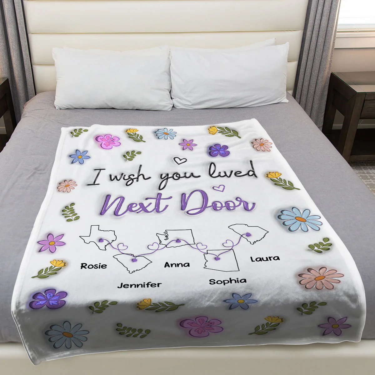I Wish We Lived Closer - Personalized Custom Fleece Blanket - Image 4