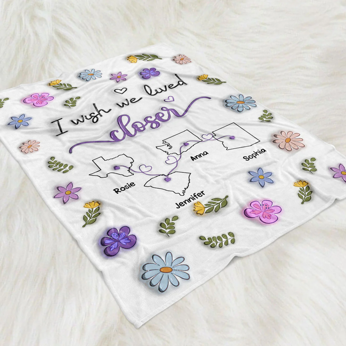 I Wish We Lived Closer - Personalized Custom Fleece Blanket - Image 8