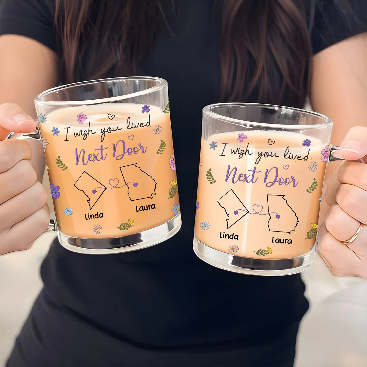 I Wish We Lived Closer Version 2 - Personalized Custom Glass Mug - Image 2