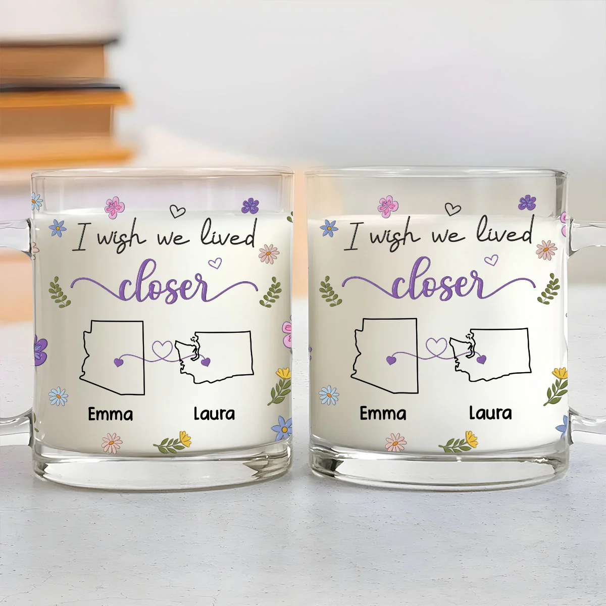 I Wish We Lived Closer Version 2 - Personalized Custom Glass Mug - Image 3