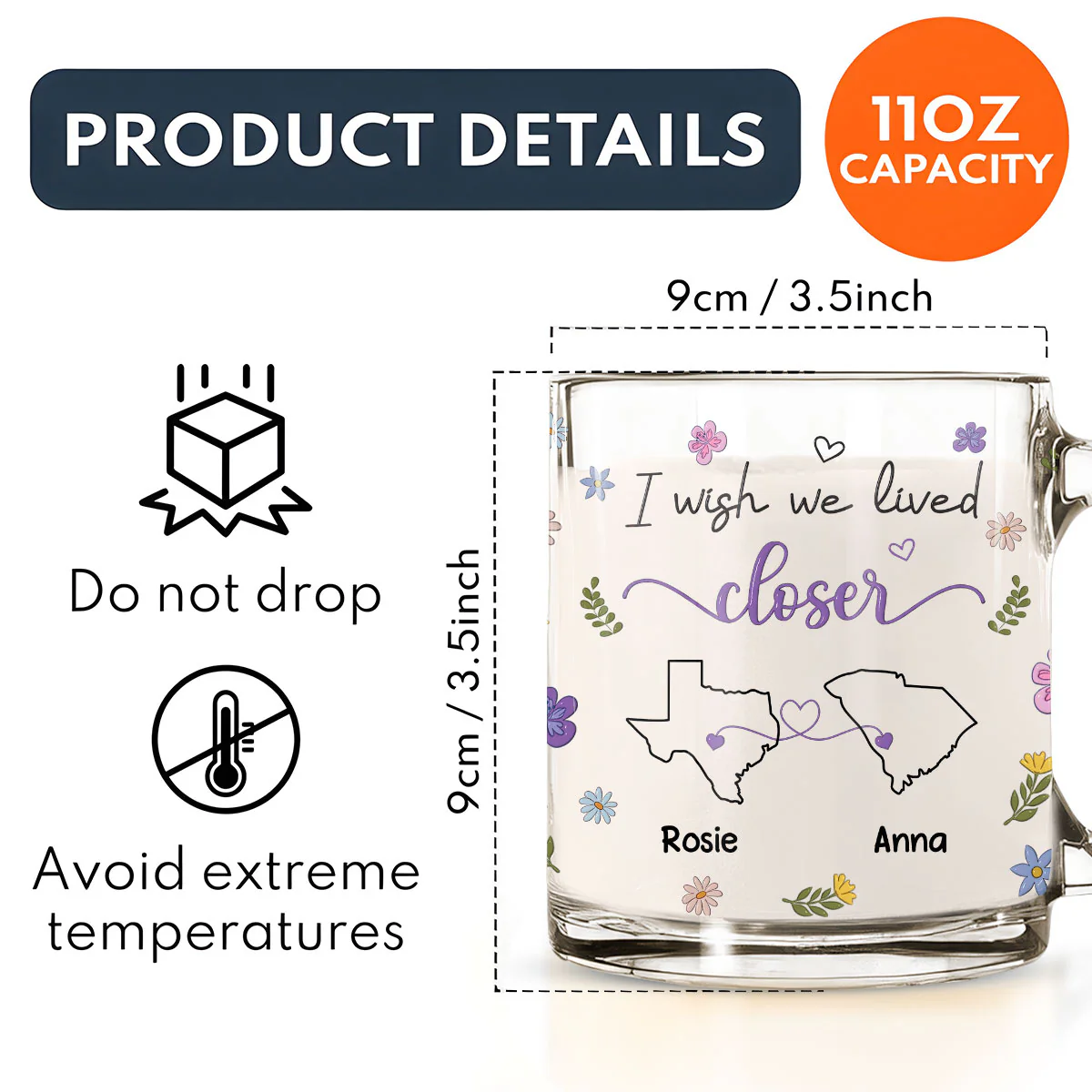 I Wish We Lived Closer Version 2 - Personalized Custom Glass Mug - Image 5