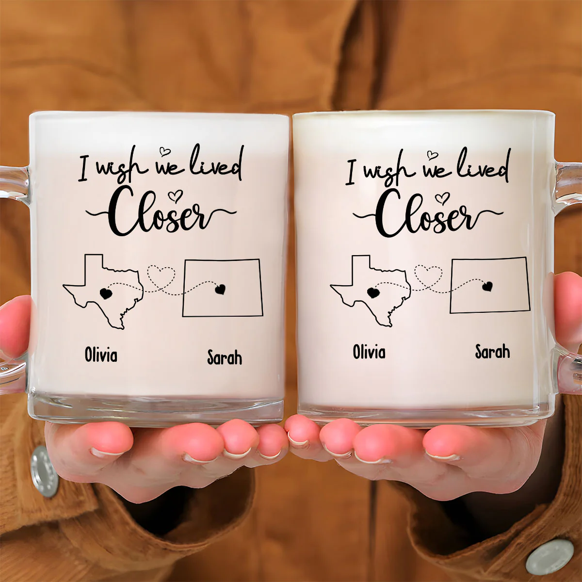 I Wish We Lived Closer - Personalized Custom Glass Mug - Image 2