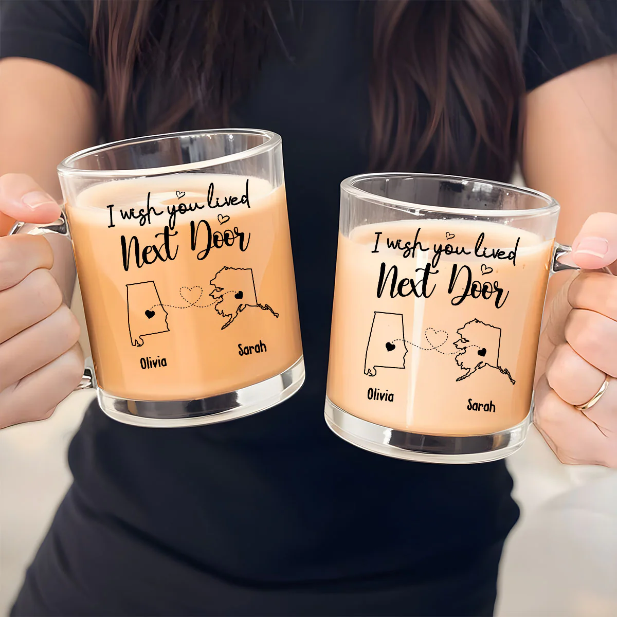 I Wish We Lived Closer - Personalized Custom Glass Mug - Image 3