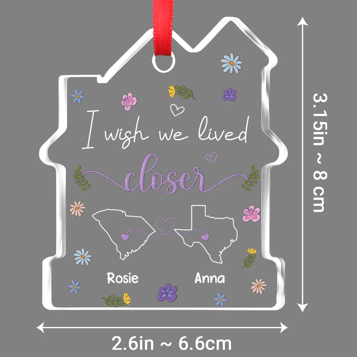 I Wish We Lived Closer - Personalized Custom House Shaped Glass Ornament - Image 6