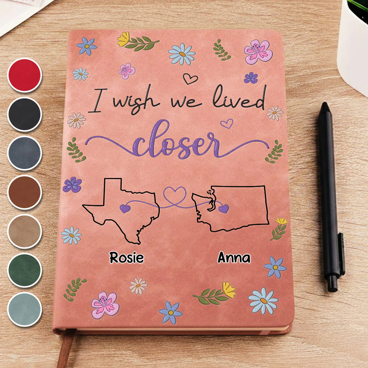 I Wish We Lived Closer - Personalized Custom Leather Journal