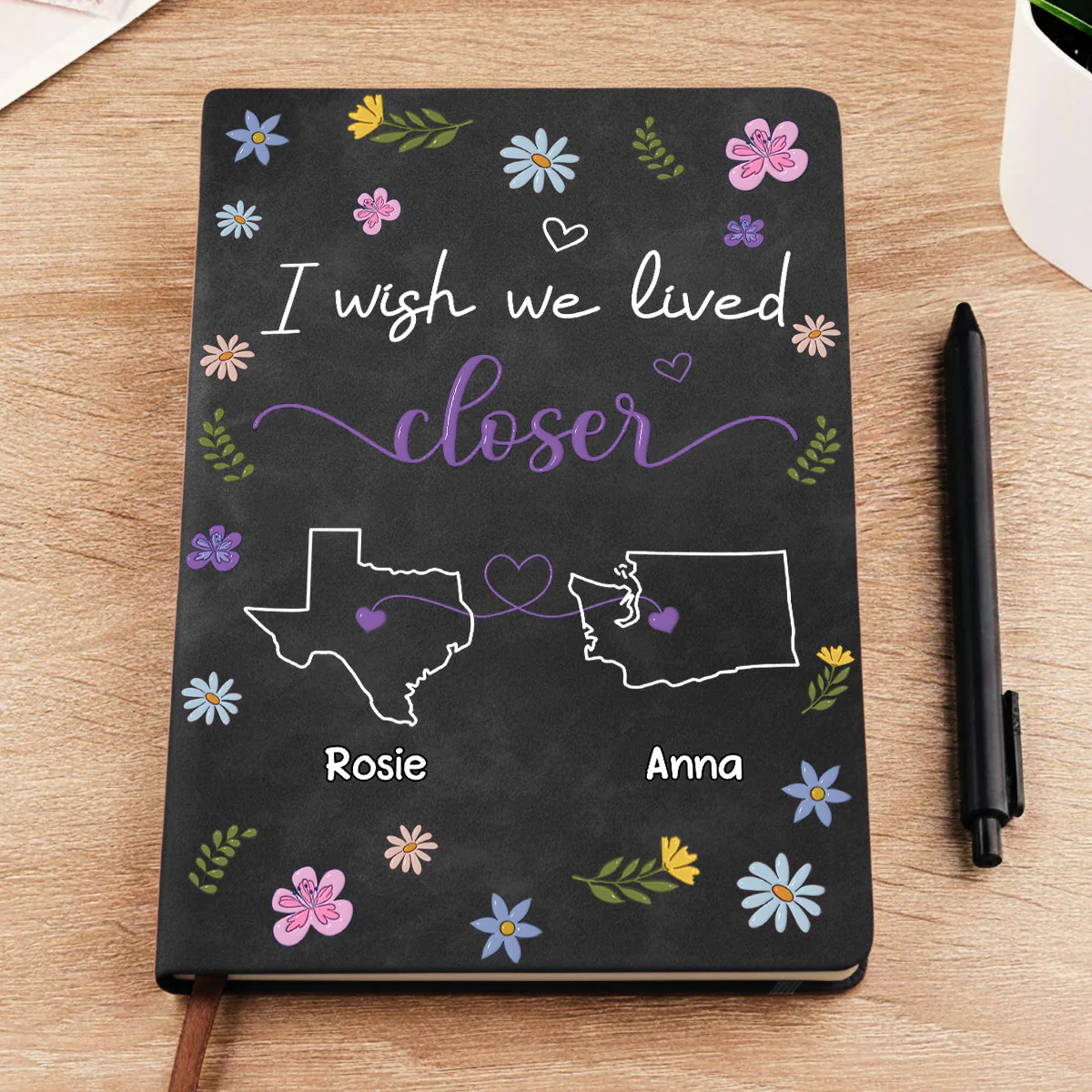 I Wish We Lived Closer - Personalized Custom Leather Journal - Image 4