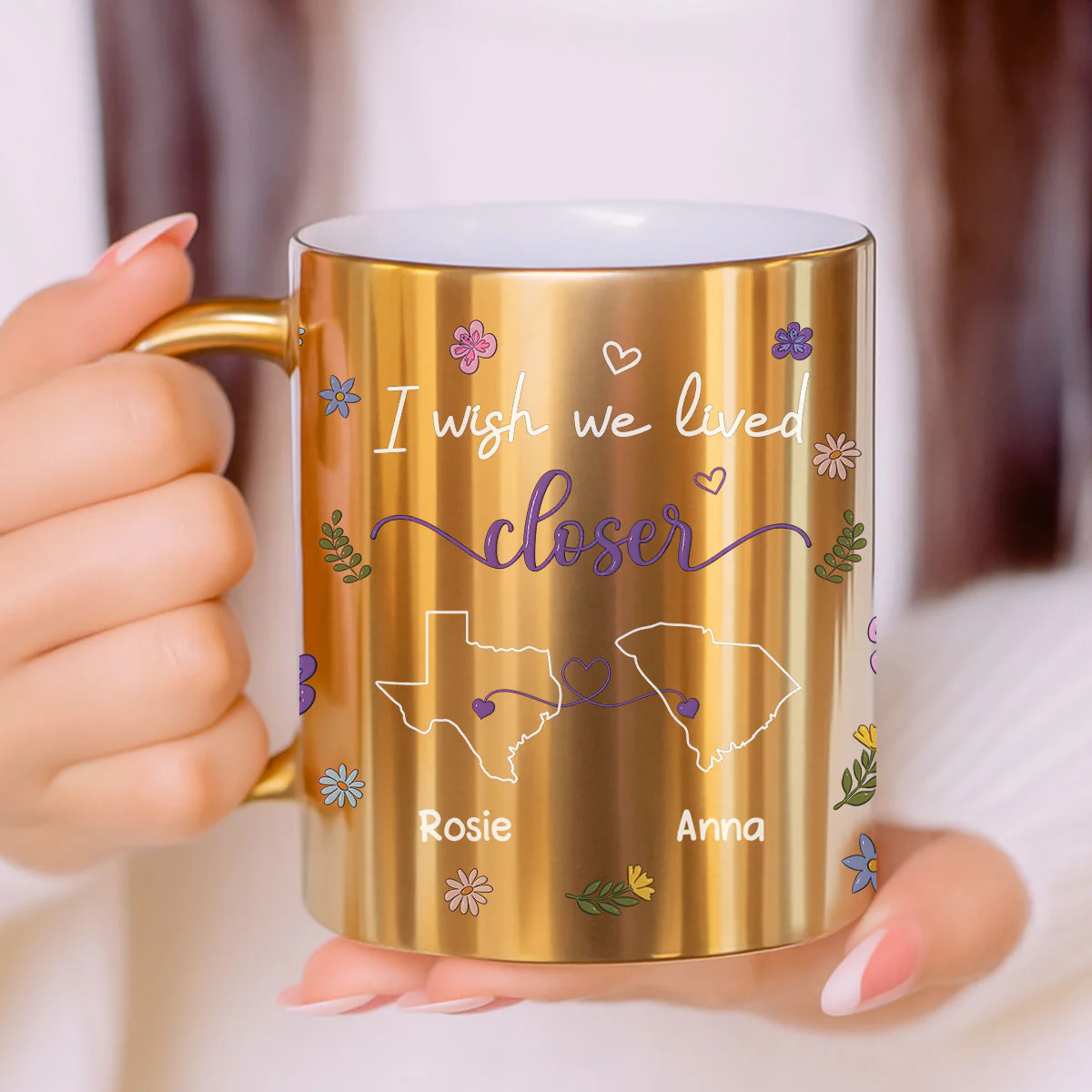 I Wish We Lived Closer - Personalized Custom Metallic Mug - Image 4