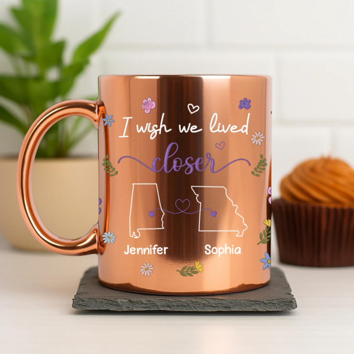 I Wish We Lived Closer - Personalized Custom Metallic Mug - Image 7