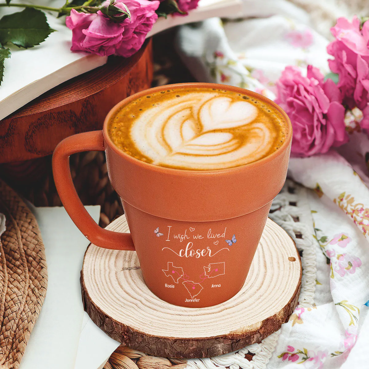 I Wish We Lived Closer - Personalized Custom Plant Pot Mug - Image 2