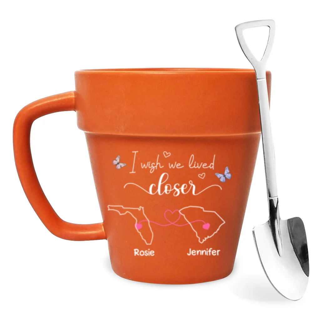 I Wish We Lived Closer - Personalized Custom Plant Pot Mug - Image 6
