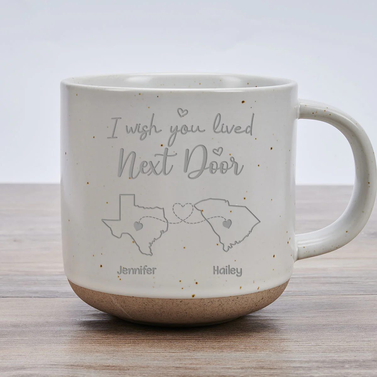 I Wish We Lived Closer - Personalized Custom Engraved Pottery Mug