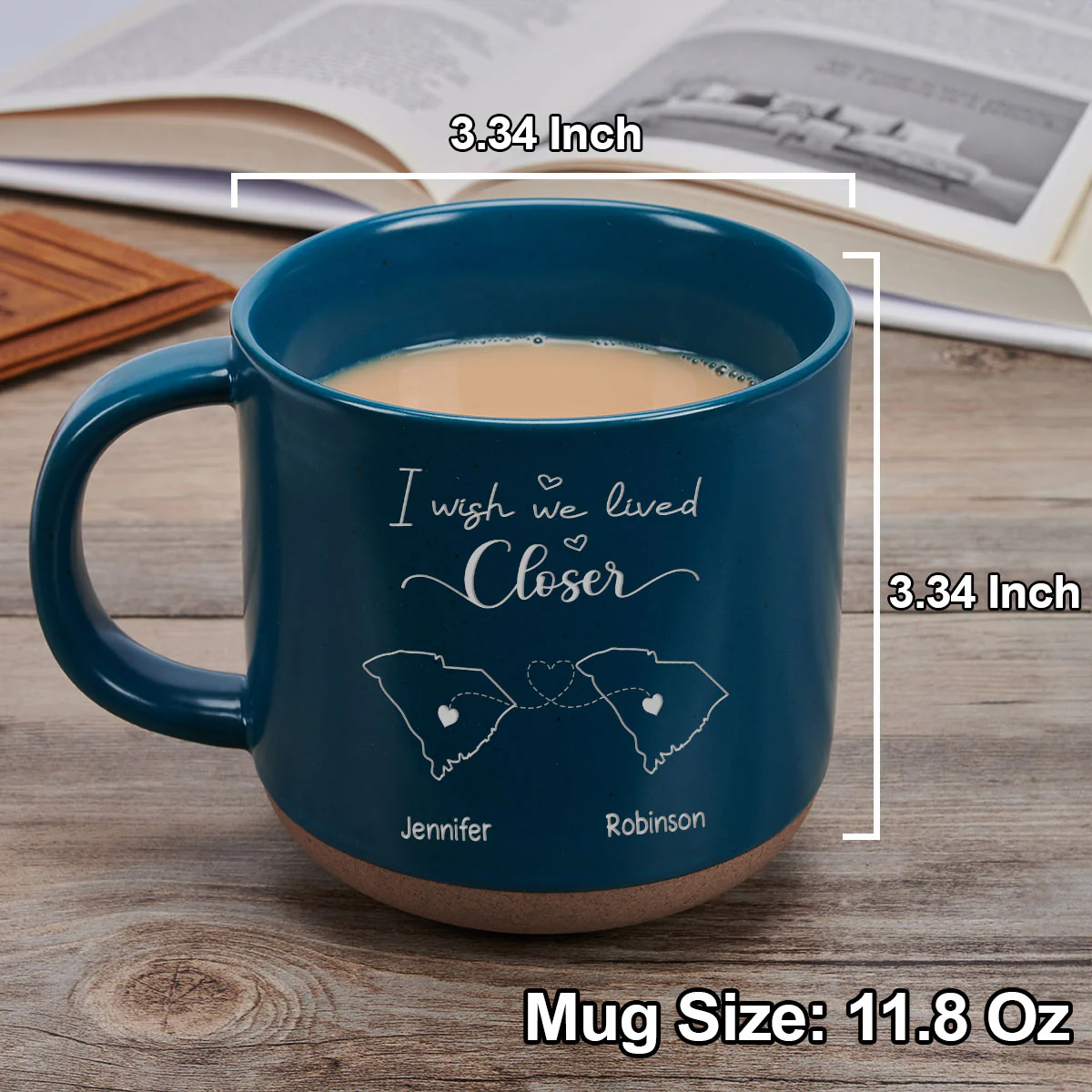 I Wish We Lived Closer - Personalized Custom Engraved Pottery Mug - Image 4
