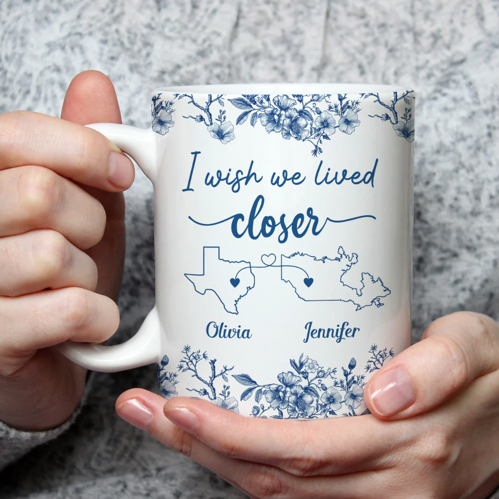 I Wish We Lived Closer Toile - Personalized Custom Coffee Mug - Image 4