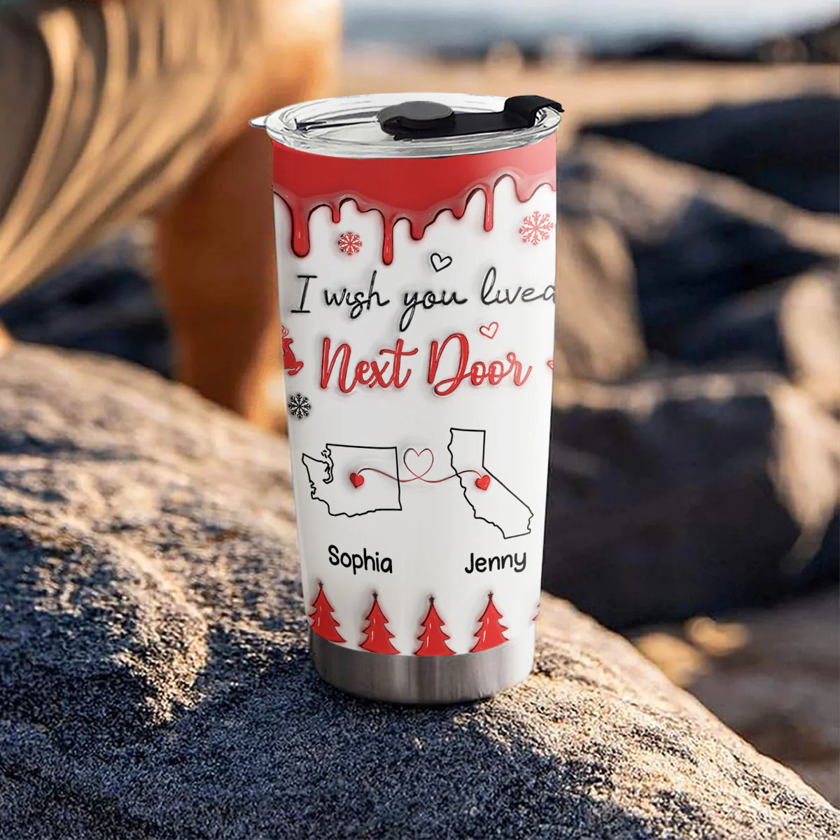 I Wish We Lived Closer Version 2 - Personalized Custom 3D Inflated Effect Tumbler - Image 4
