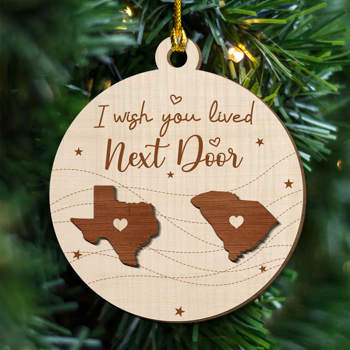 I Wish We Lived In The Same Neighborhood - Personalized Custom Freeshape 2-Layered Wood Ornament - Image 3
