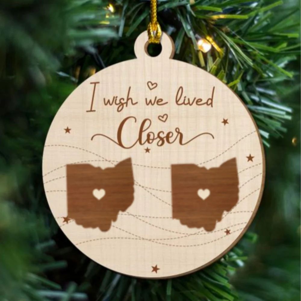 I Wish We Lived In The Same Neighborhood - Personalized Custom Freeshape 2-Layered Wood Ornament - Image 6